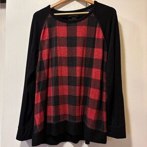 Sonoma Red and Black Buffalo Plaid Crew Neck Pullover